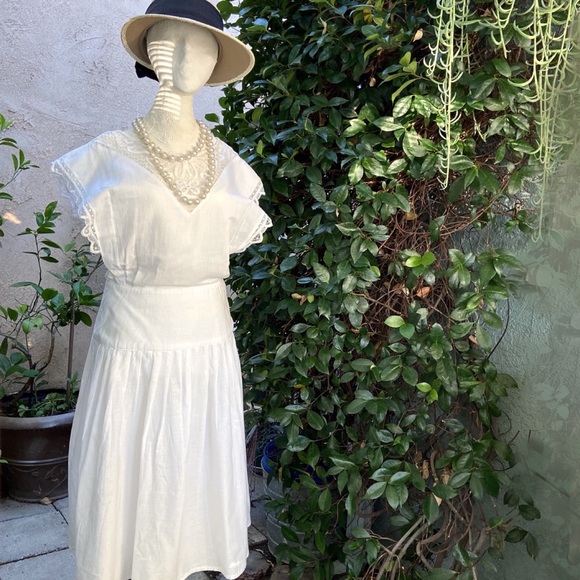 Vintage Alison J. Dress White Battenberg Lace M/L - Picture 8 of 14